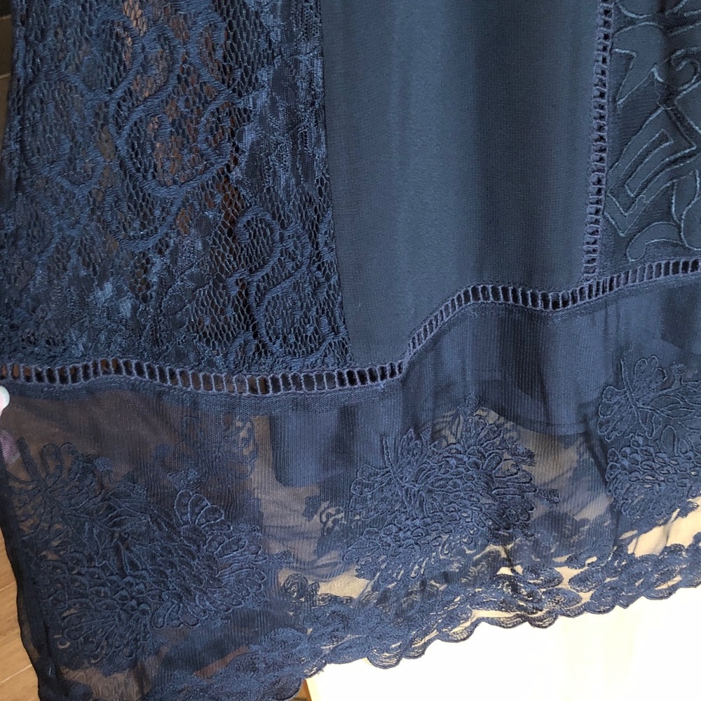 Soft Surroundings Black Embroidered Sleeveless Midi Dress with Lacey hem size XL - Picture 3 of 6